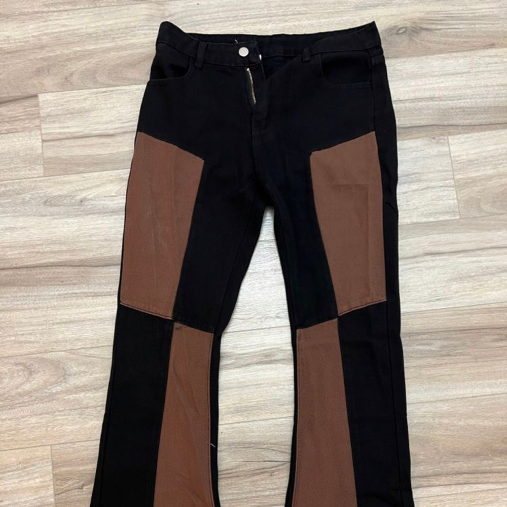 Black and brown flared pants